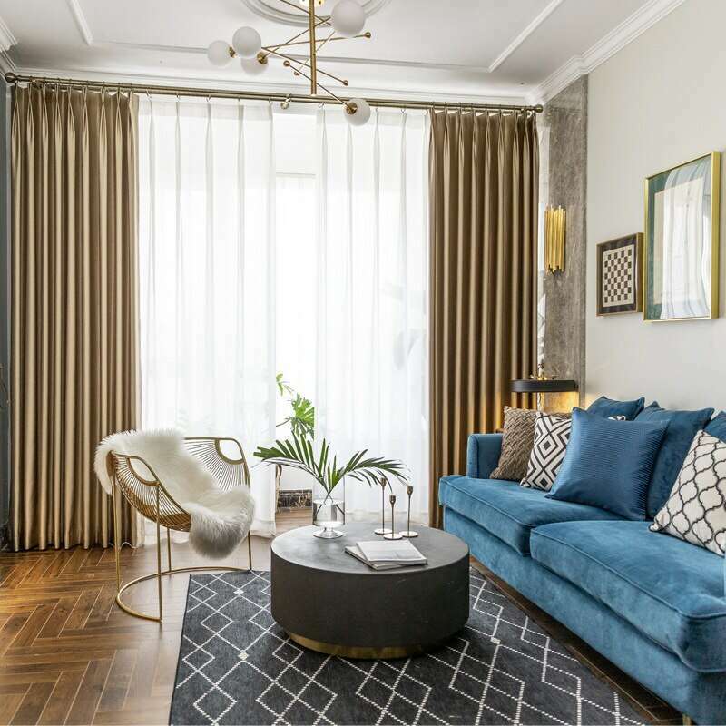 Rémy Gold Satin Plain Blackout Thermal Curtains,Faux Silk Satin,Discover Curtains