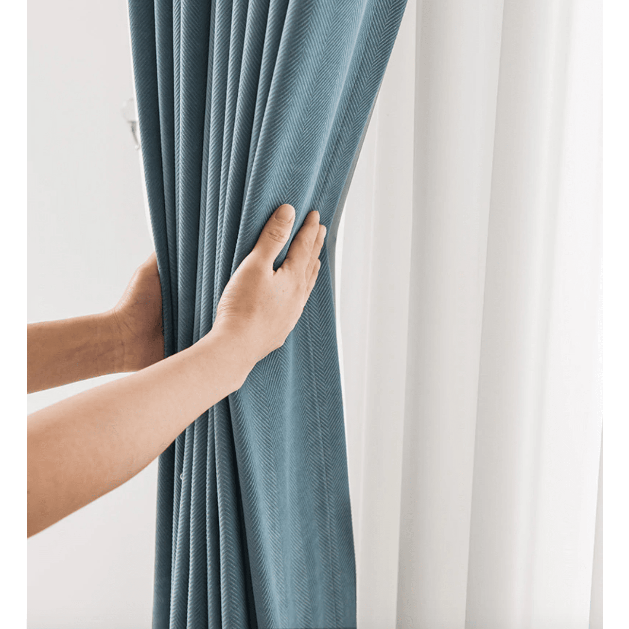 Rémy Luxury Modern Herring Designer Velvet Curtains - Blue