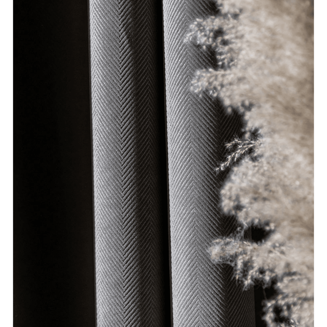 Rémy Luxury Modern Herring Designer Velvet Curtains - Gray,Velvet Curtains,Discover Curtains