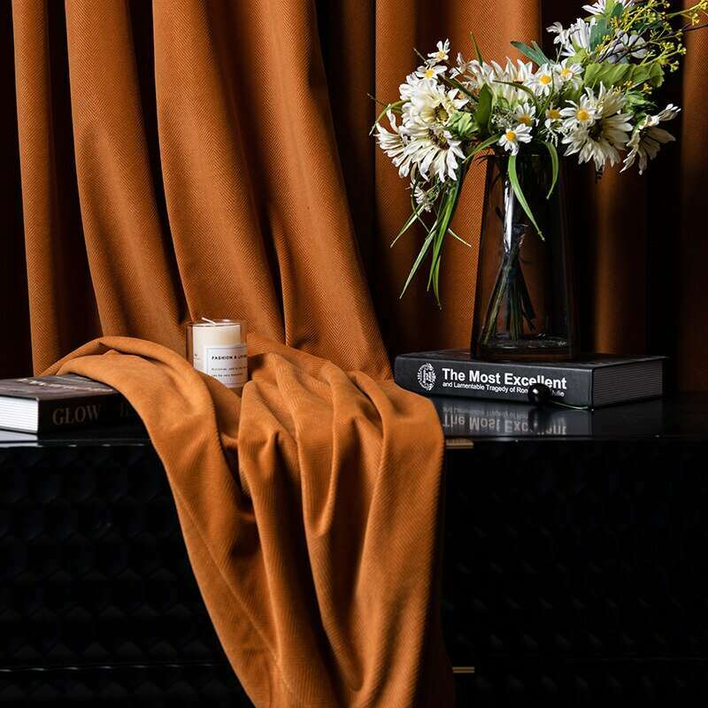 Rémy Luxury Modern Herring Designer Velvet Curtains - Orange,Velvet Curtains,Discover Curtains