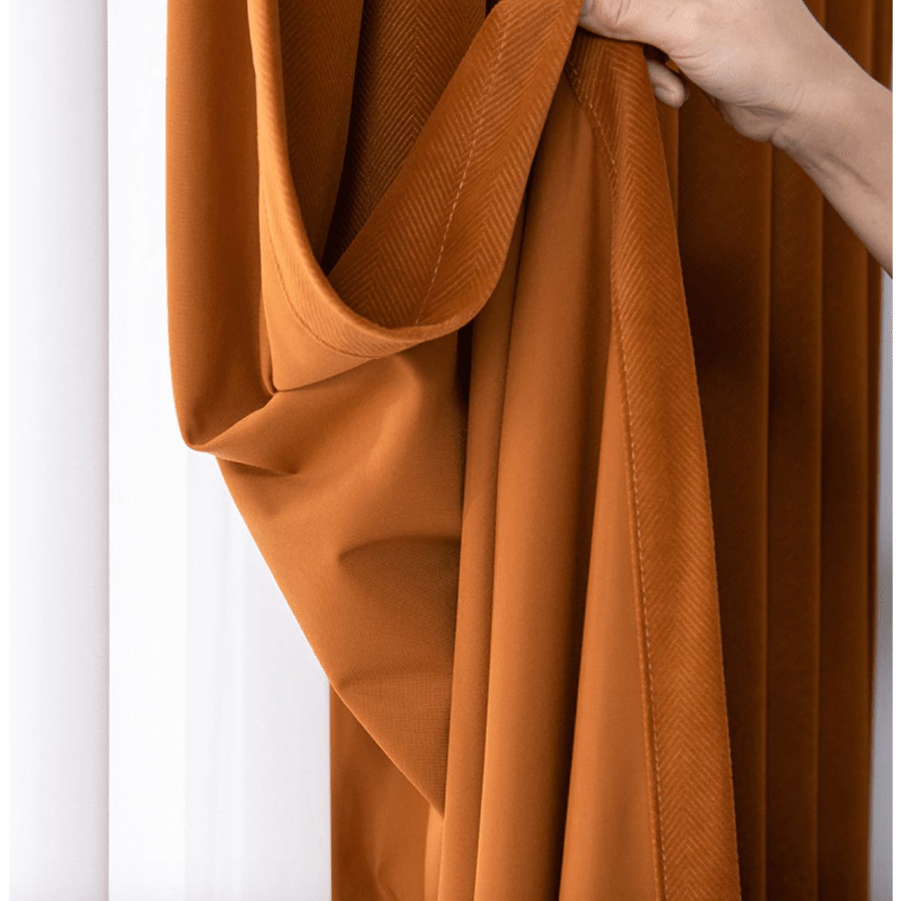 Rémy Luxury Modern Herring Designer Velvet Curtains - Orange,Velvet Curtains,Discover Curtains