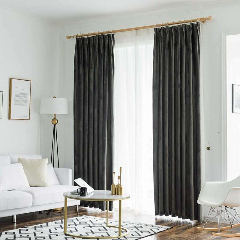 Rémy Luxury Velvet Plain Curtain - Dark Gray