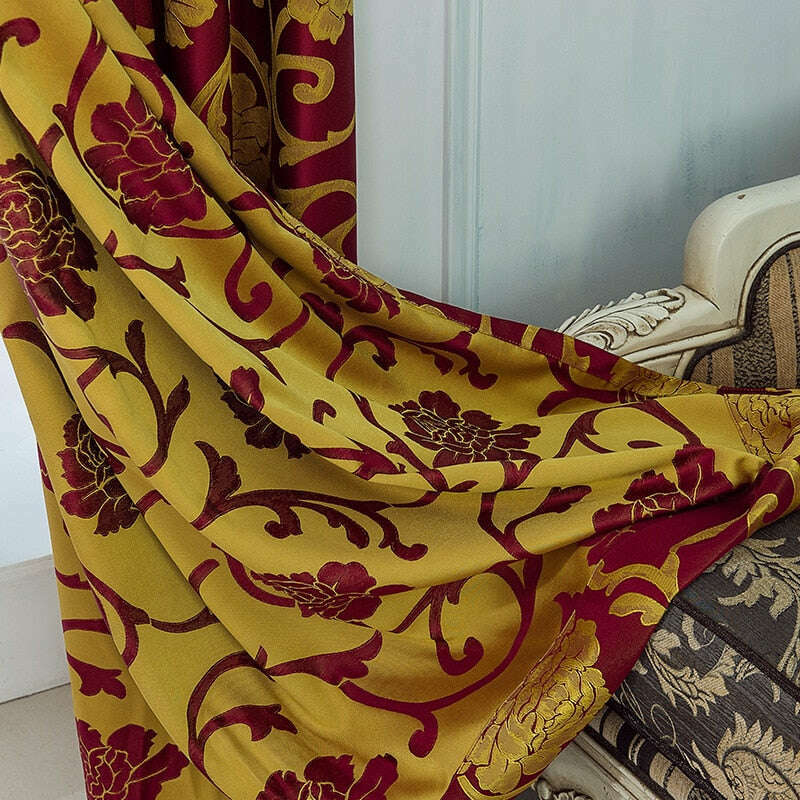 Rémy Royal Luxury Jacquard Curtain- Burgandy,Polyester Jacquard Curtain,Discover Curtains