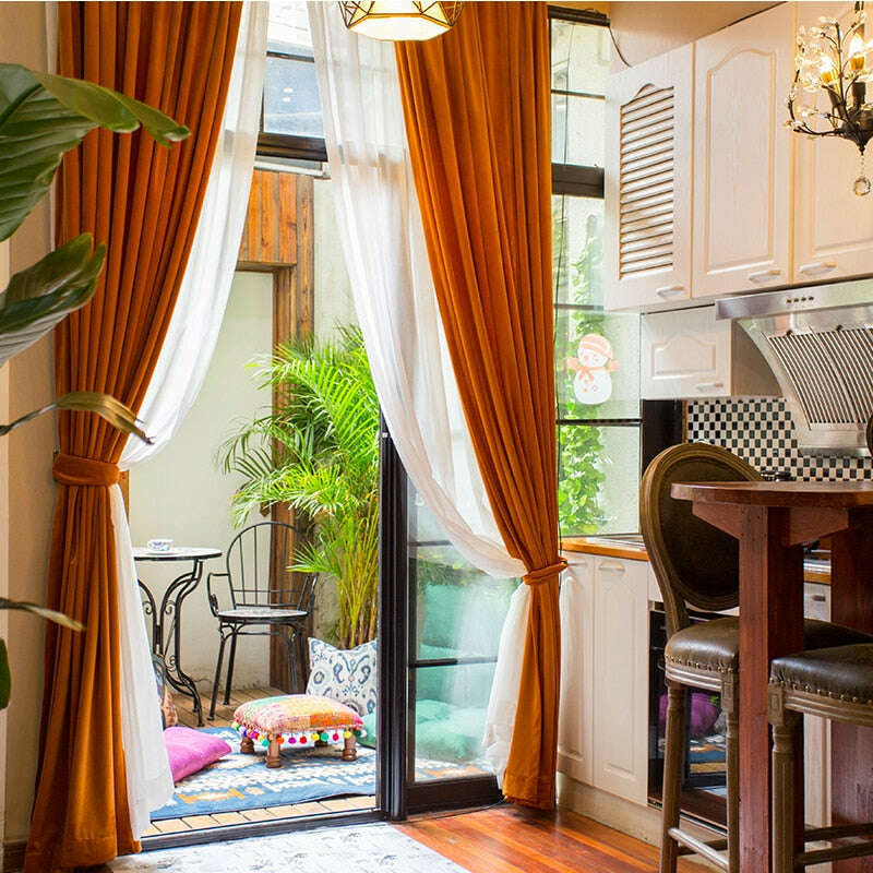 Taylor.H Light Luxury Plain Velvet Curtain -  Burning Orange,Velvet Curtains,Discover Curtains