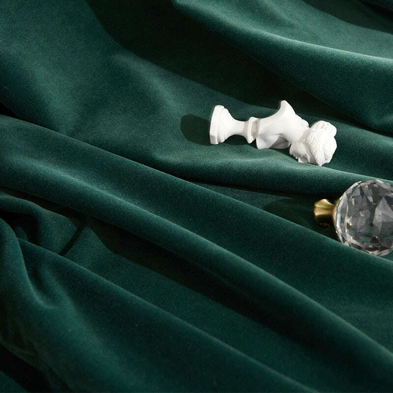 Taylor.H Nordic Dutch Plain Velvet Curtains - Dark Green / Olive,Velvet Curtains,Discover Curtains