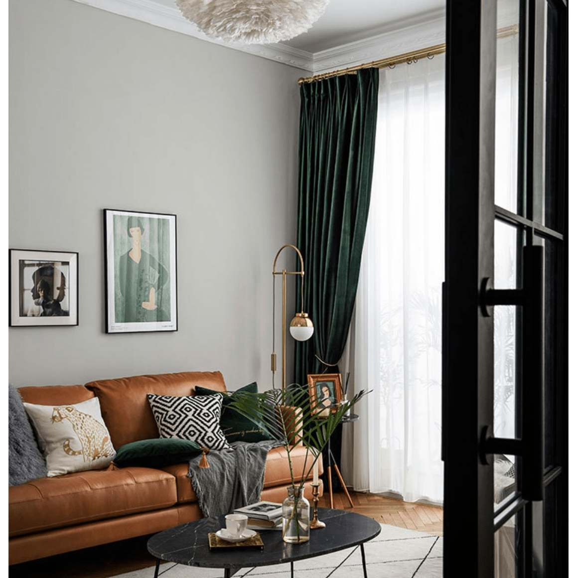 Taylor.H Nordic Dutch Plain Velvet Curtains - Dark Green / Olive,Velvet Curtains,Discover Curtains