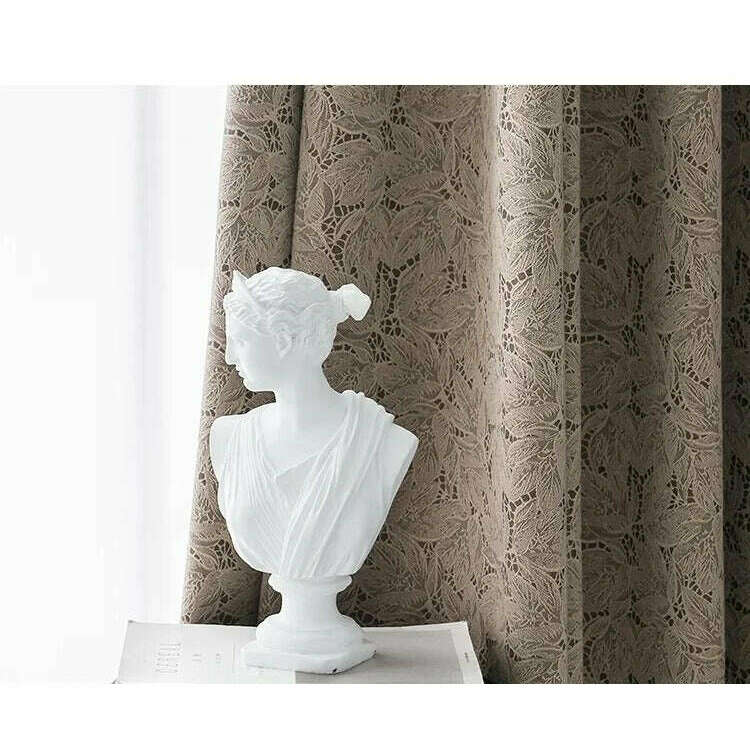 T.B. London Literary Lace Blackout Curtains - Tan,Polyester Jacquard Curtain,Discover Curtains