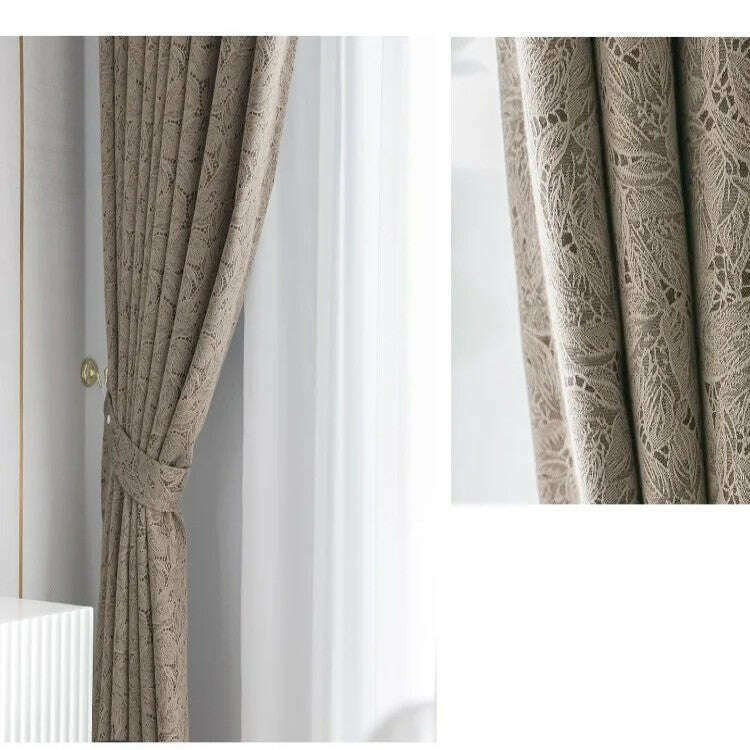 T.B. London Literary Lace Blackout Curtains - Tan,Polyester Jacquard Curtain,Discover Curtains