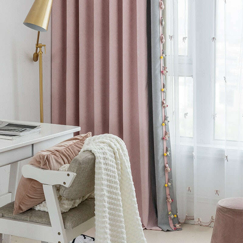 T.B. London Pink-Gray Pony Lace Curtain,Linen Curtains,Discover Curtains