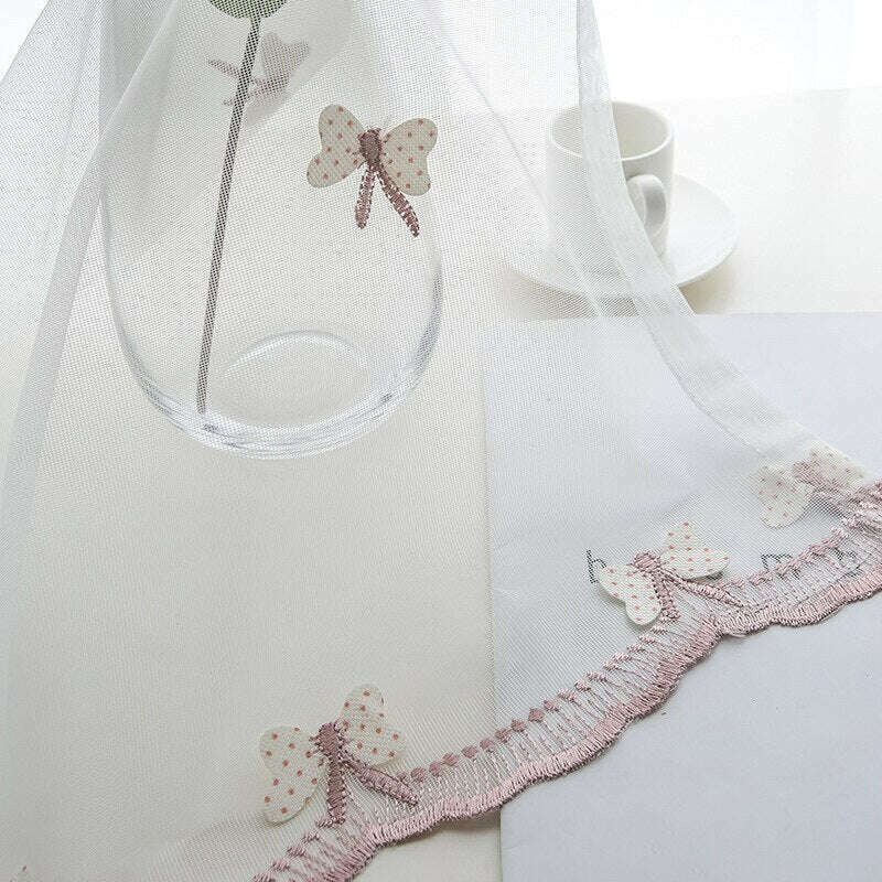 T.B. London Pink-Gray Pony Lace Curtain,Linen Curtains,Discover Curtains