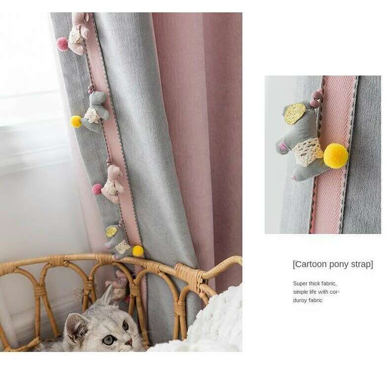 T.B. London Pink-Gray Pony Lace Curtain,Linen Curtains,Discover Curtains