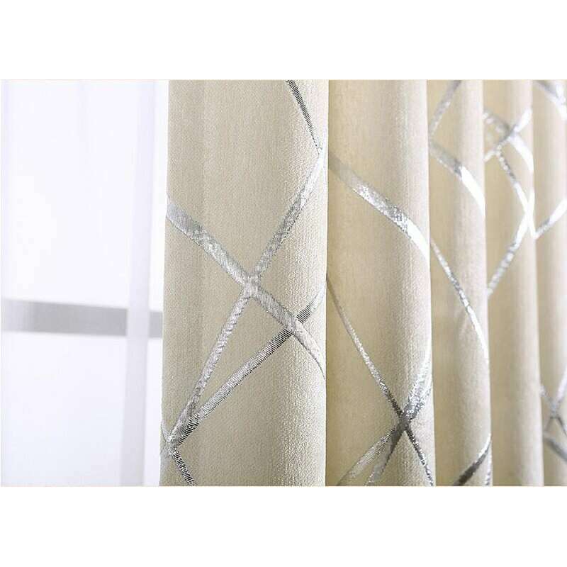 Zoey American Modern Luxury Stripe Pattern Blackout Curtain - Ivory / Biege