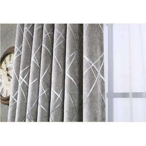 Zoey American Modern Luxury Stripe Pattern Blackout Curtain - Silver Gray