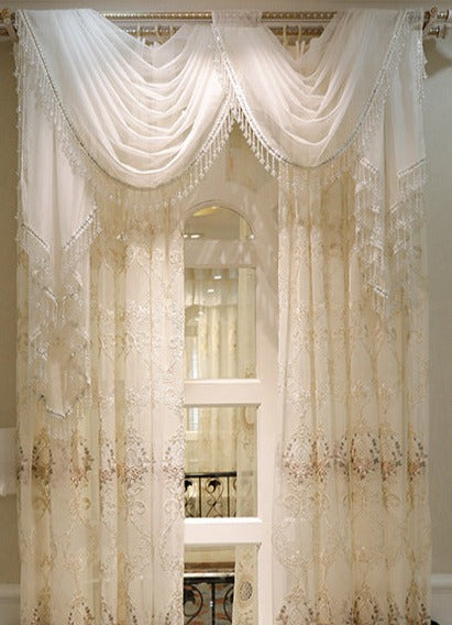 Annapolis Elegant Sheer Valance Swag - Pearl white