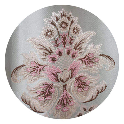 Mila Faux Silk Jacquard Floral Design Curtains - Light Blue