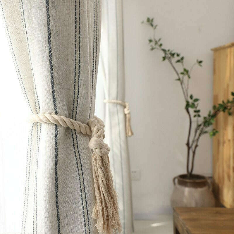 Annapolis Linen Stripe Semi - Shading Curtain - Beige