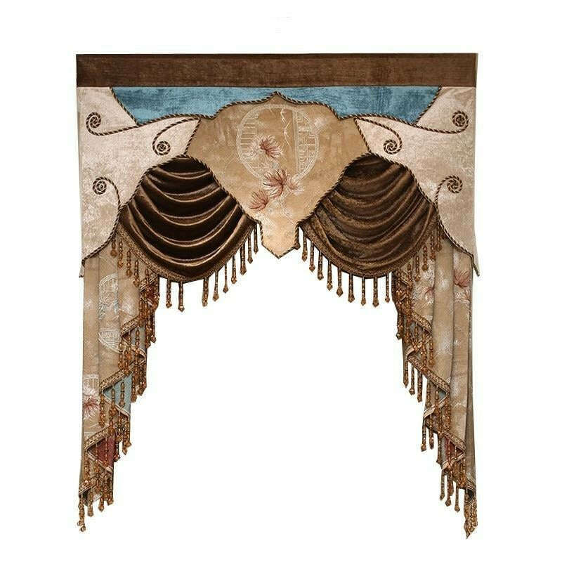 Annapolis Luxury Valance - Brown Coco with Lace