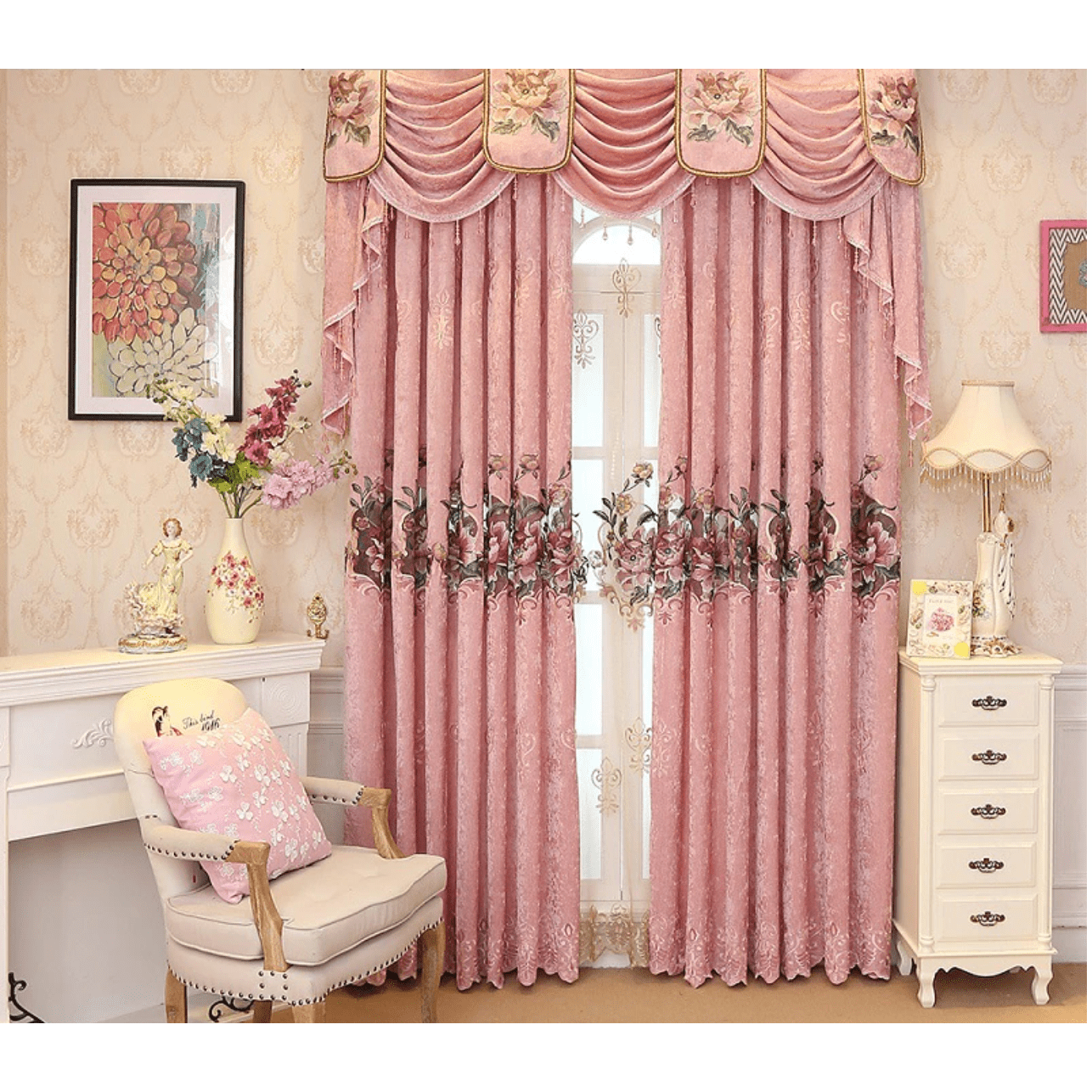 Annapolis Luxury Valance - Pink Floral