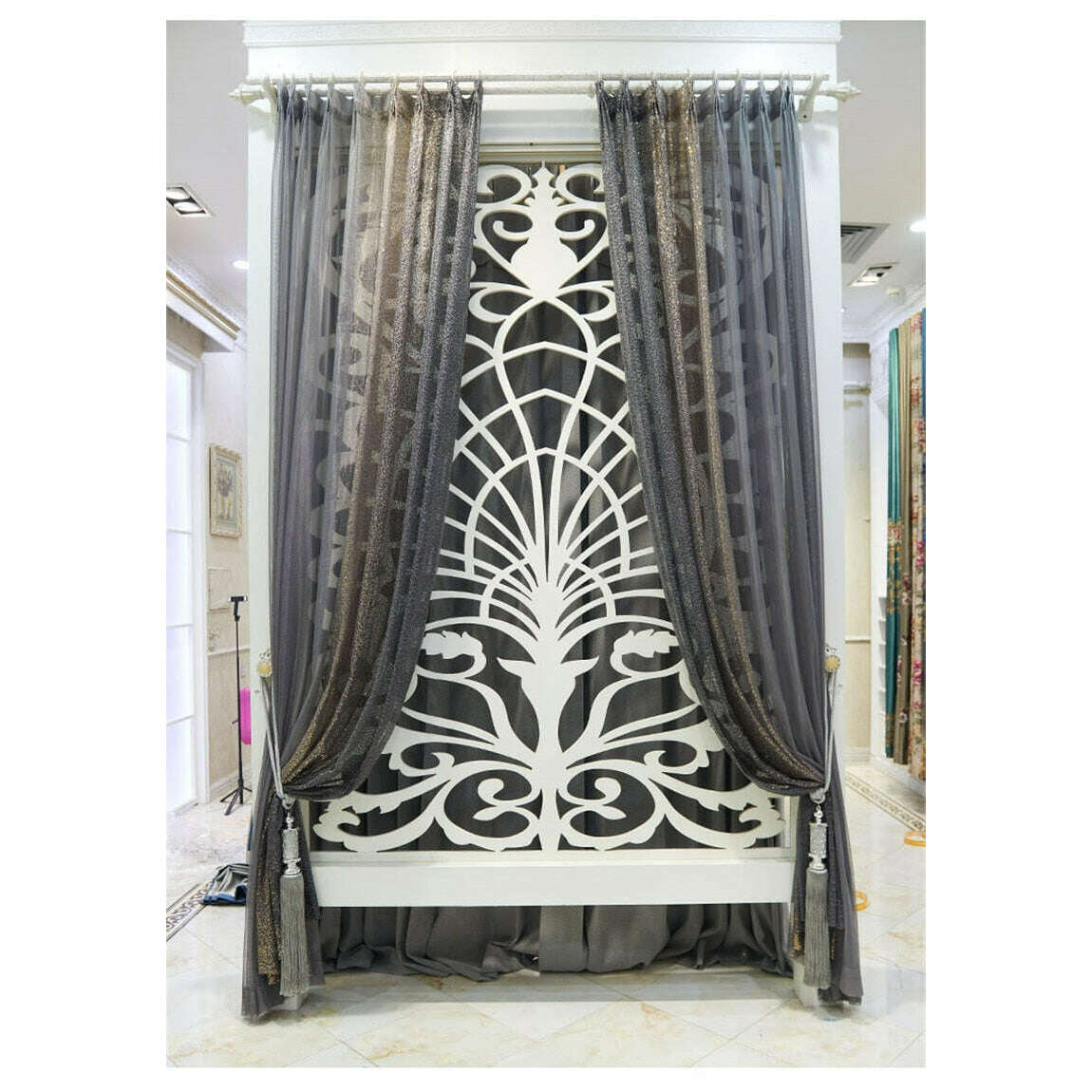 Annapolis Sequin Sheer Curtain - Gray Gold,Sheer Curtains,Discover Curtains