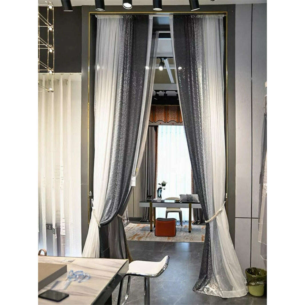 Annapolis Sequin Sheer Curtain - Gray White