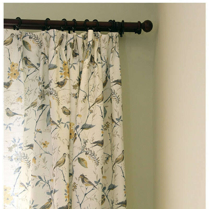 Astor Rideaux American Country Blue Leaf Print Semi - Shading Curtain