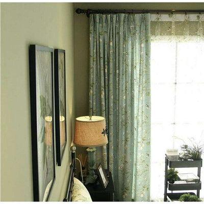 Astor Rideaux American Country Garden Birds Print Semi - Shading Curtains - Blue