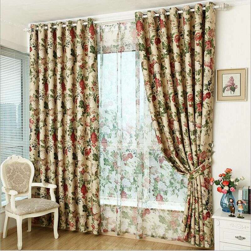 Astor Rideaux Fall Floral Print Curtains - Beige