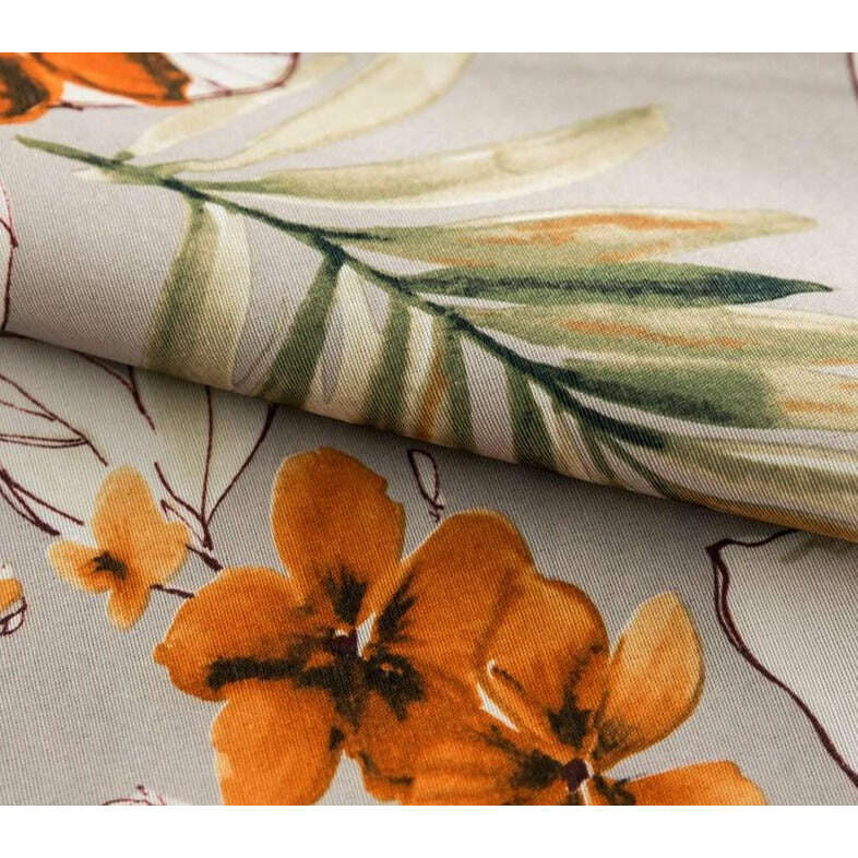 Astor Rideaux Fall Flower Printed Curtains - Beige