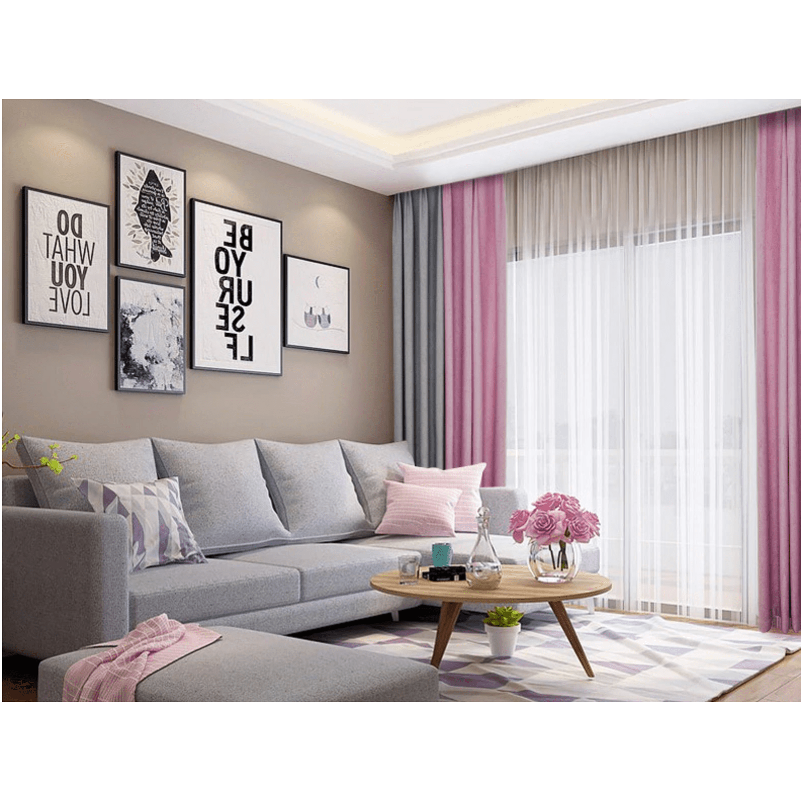 Brittany 2-Tone Blackout Curtains - Pink Gray