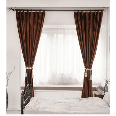 Brittany Velvet Plain Curtains - Brown