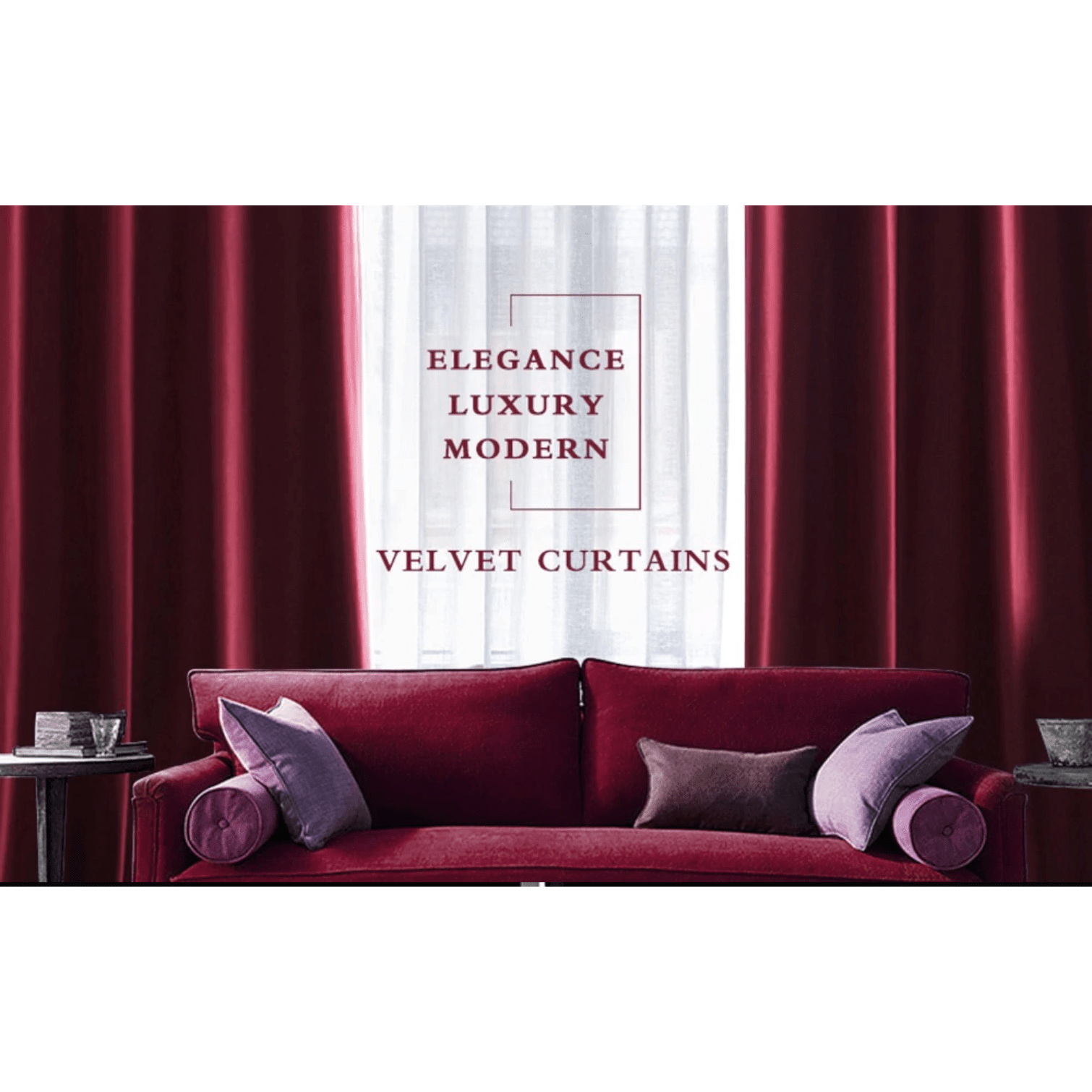Brittany Velvet Plain Curtains - Burgundy