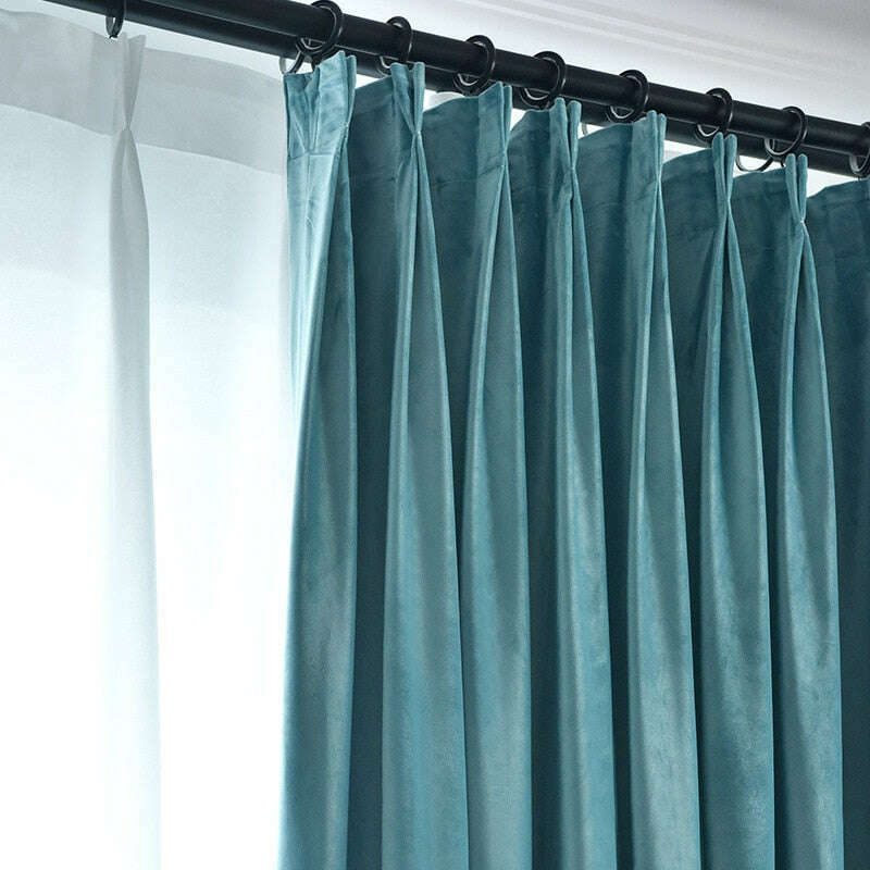 Brittany Velvet Plain Curtains - Charming Blue