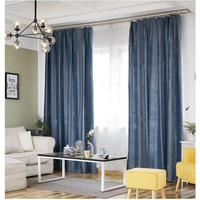 Brittany Velvet Plain Curtains - Haze Blue