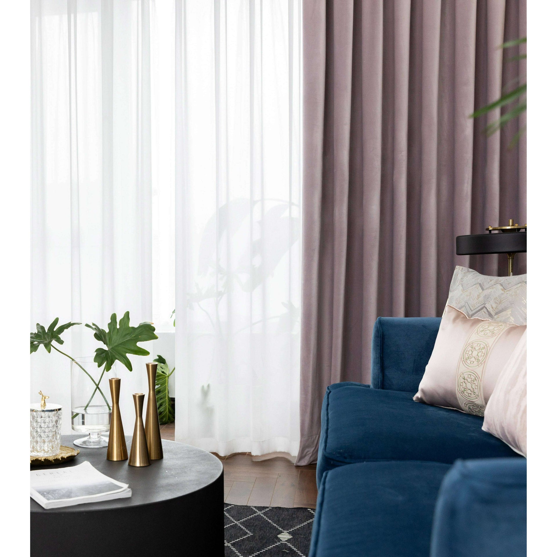 Brittany Velvet Plain Curtains - Lilac