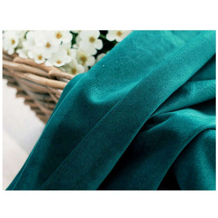 Brittany Velvet Plain Curtains - Peacock Green