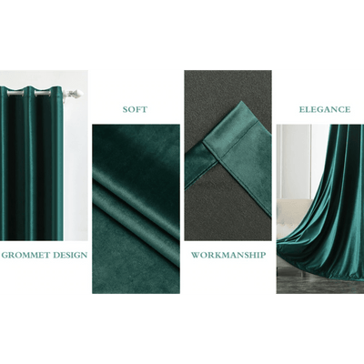 Brittany Velvet Plain Curtains - Pine Green