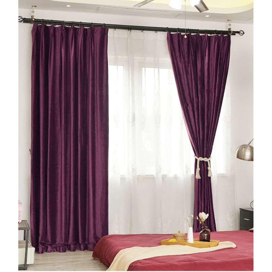 Brittany Velvet Plain Curtains  - Violet