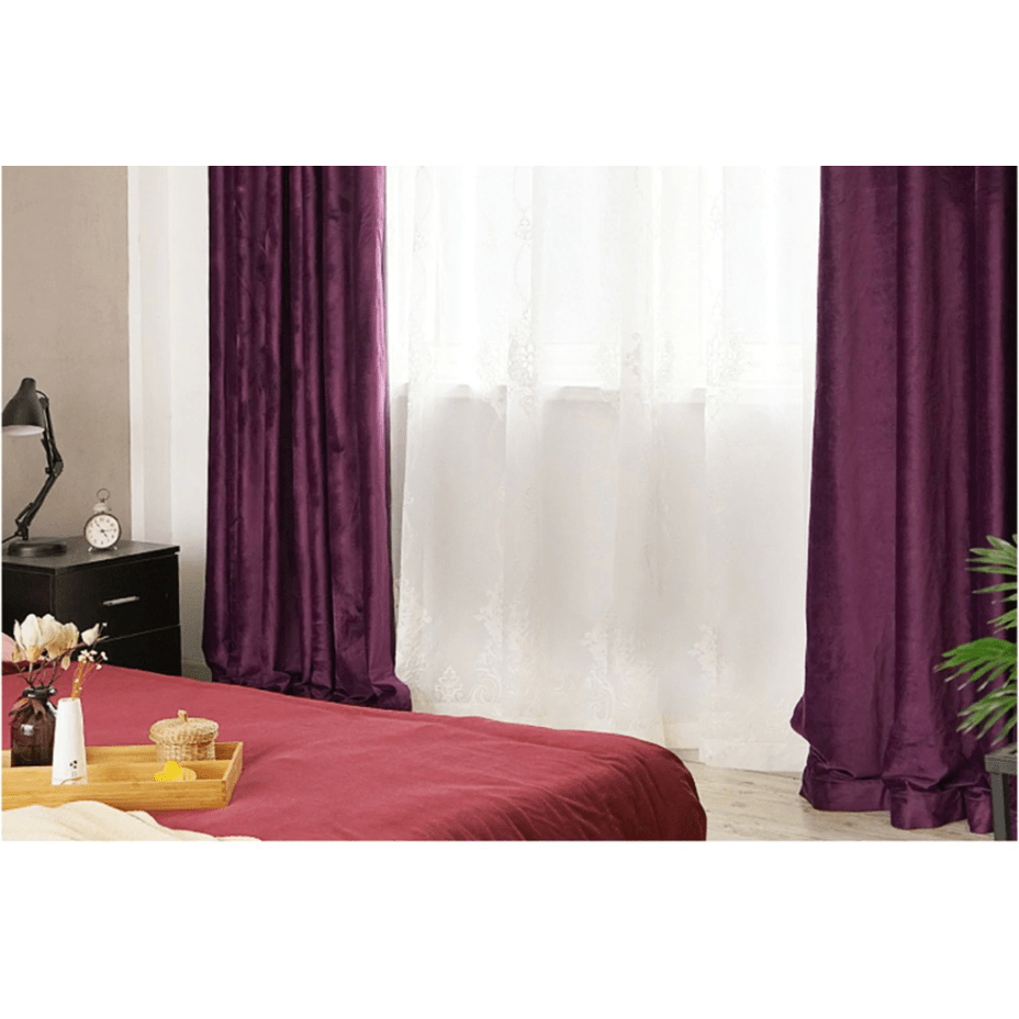 Brittany Velvet Plain Curtains  - Violet