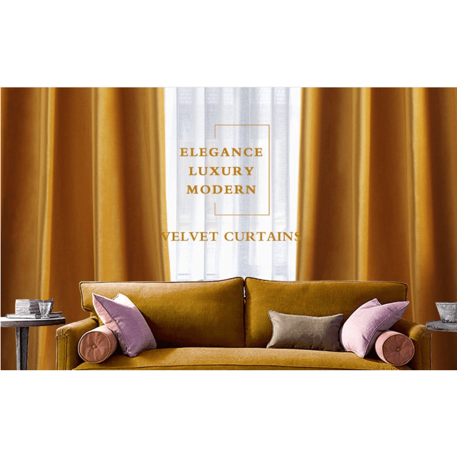 Brittany Velvet Plain Curtains - Yellow