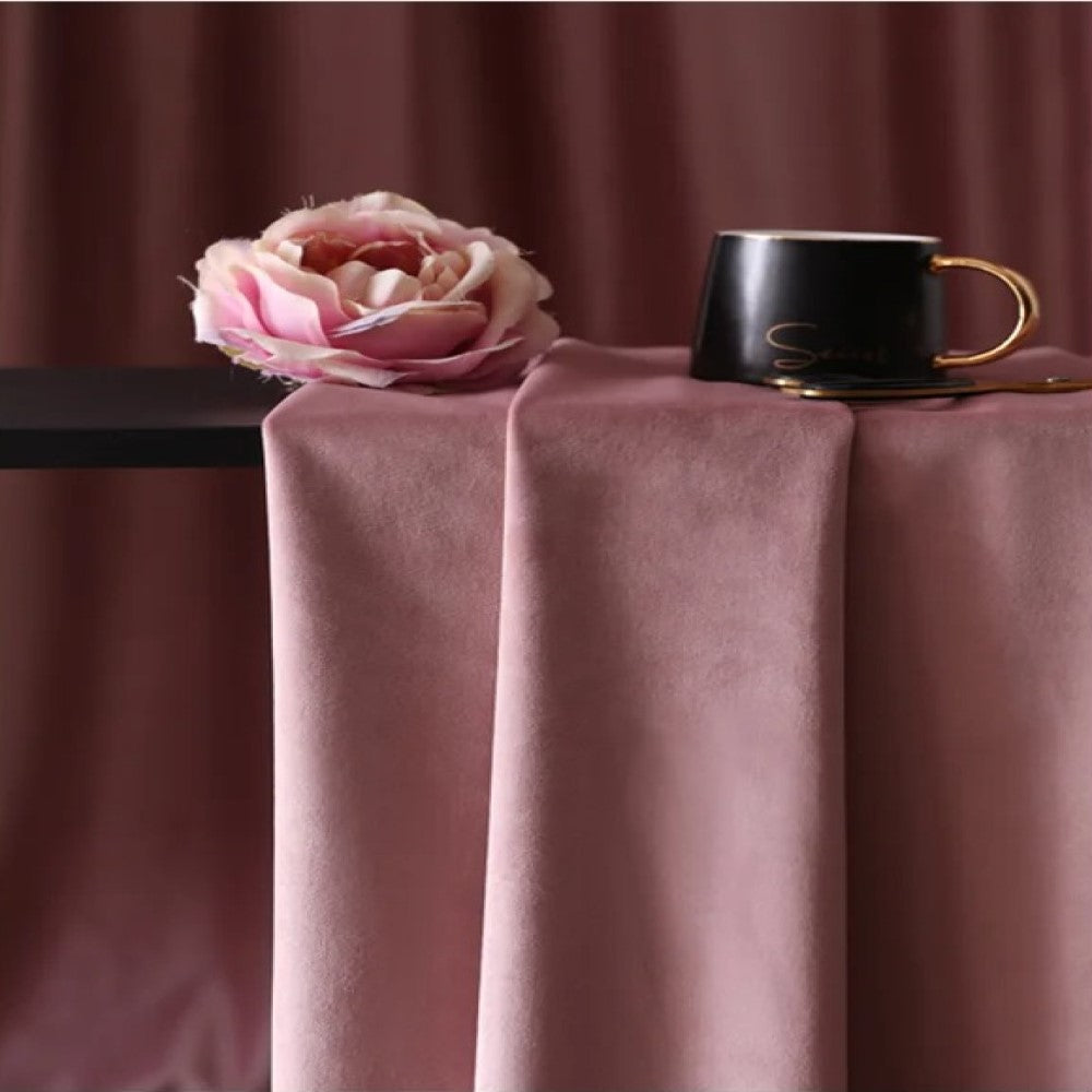 Mila Luxury Plain Italian Velvet Curtain - Rose Pink