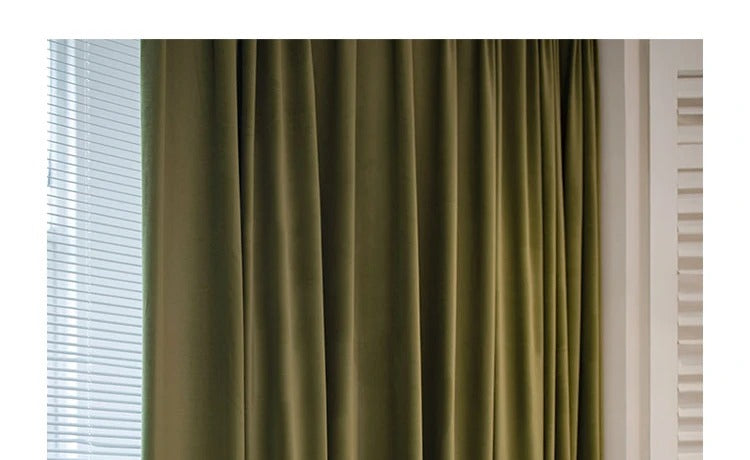 Jason Luxury Plush Velvet Curtains - Olive