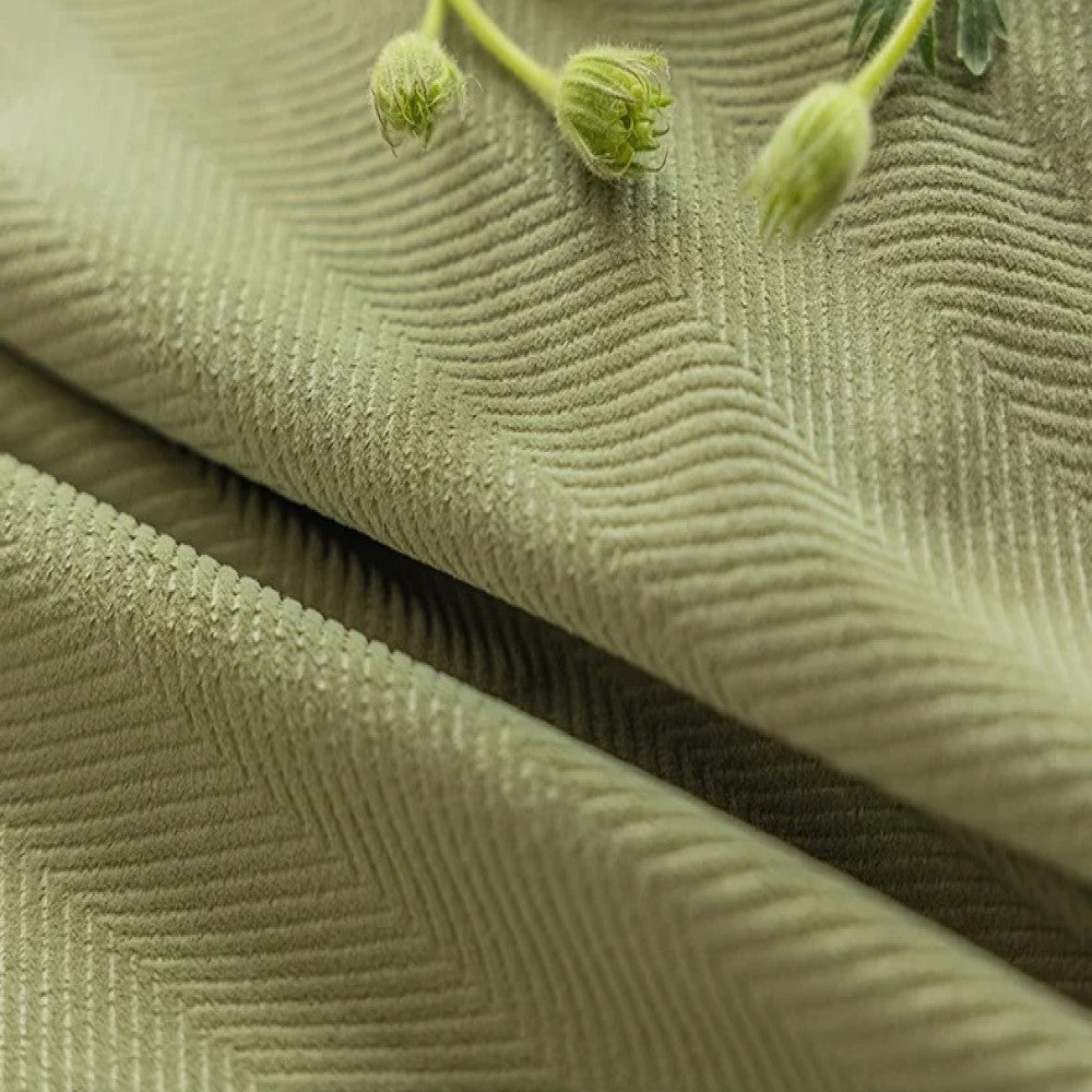 Rémy Luxury Modern Herring Designer Velvet Curtains - Light Green