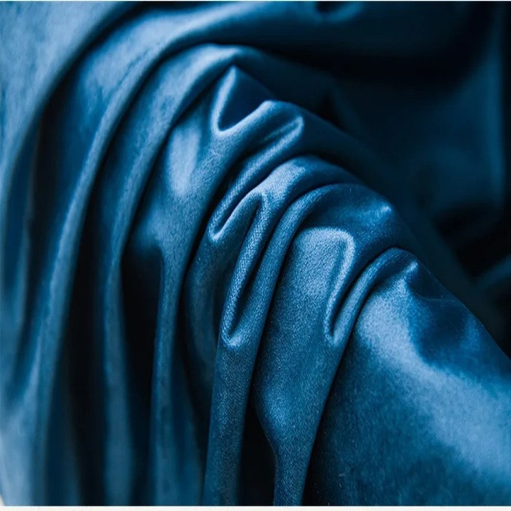 Mila Luxury Plain Italian Velvet Curtain - Blue