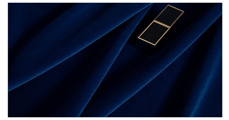 Mila Modern Luxury Plush Plain Velvet Curtains - Navy Blue