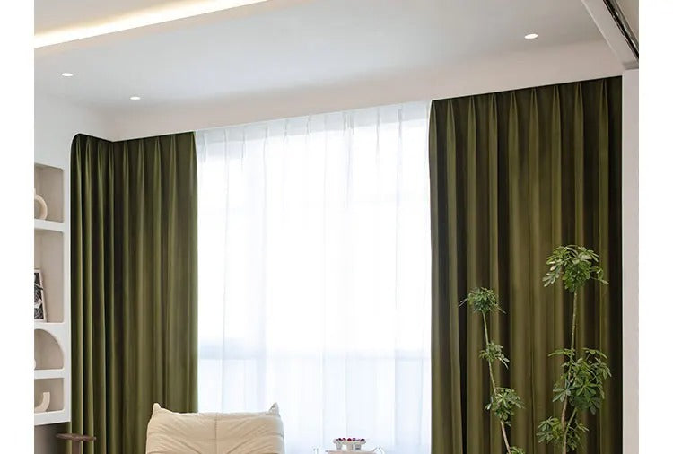 Jason Luxury Plush Velvet Curtains - Olive