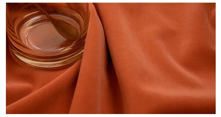 Mila Luxury Plush Plain Velvet Curtains - Peach Orange
