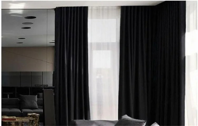 Brittany Velvet Plain Curtains - Black
