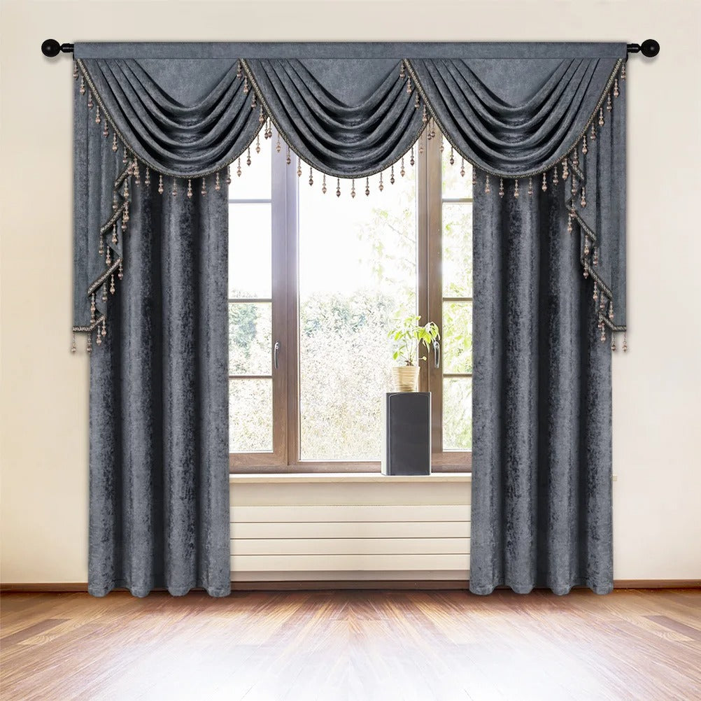 Mila Classic Plain Velvet Valance - Gray,Valance,Discover Curtains