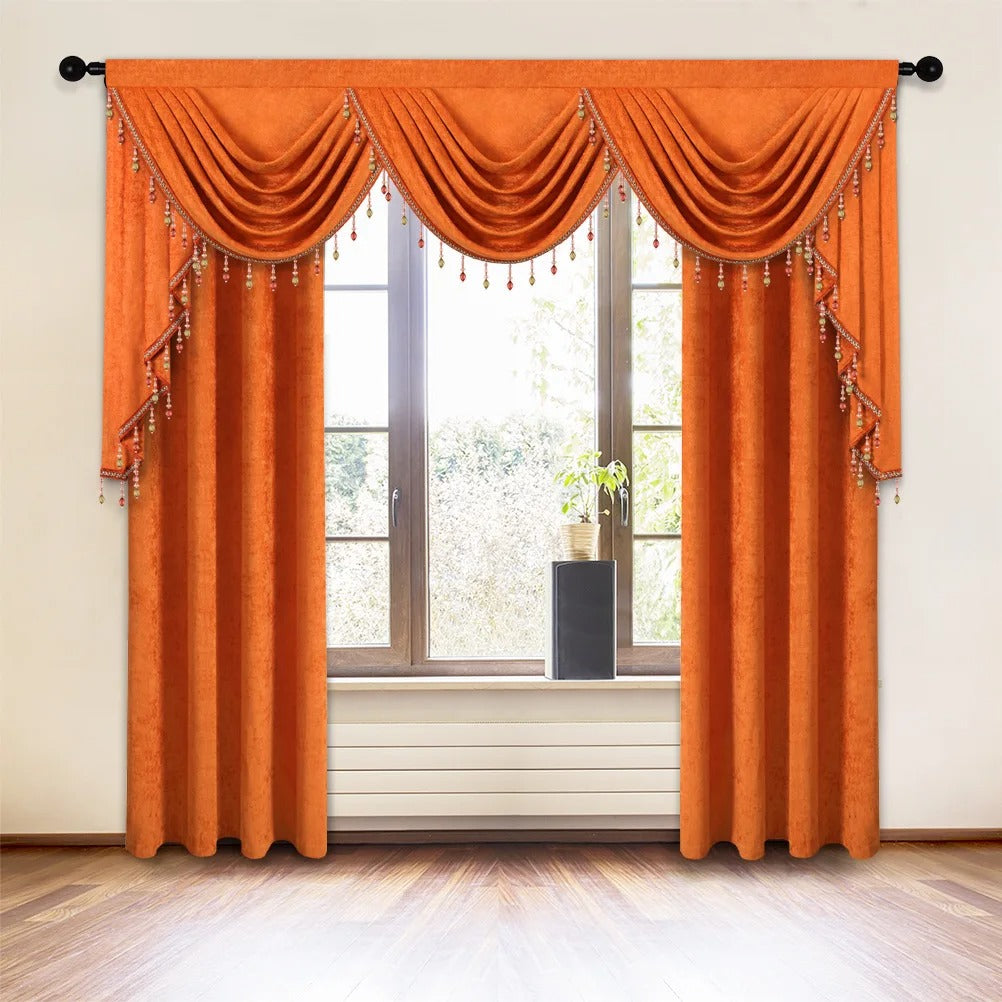 Mila Classic Plain Velvet Valance - Orange