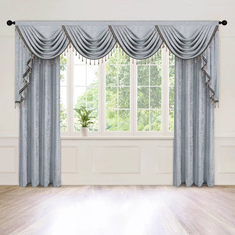 Mila Classic Plain Velvet Valance - Silver